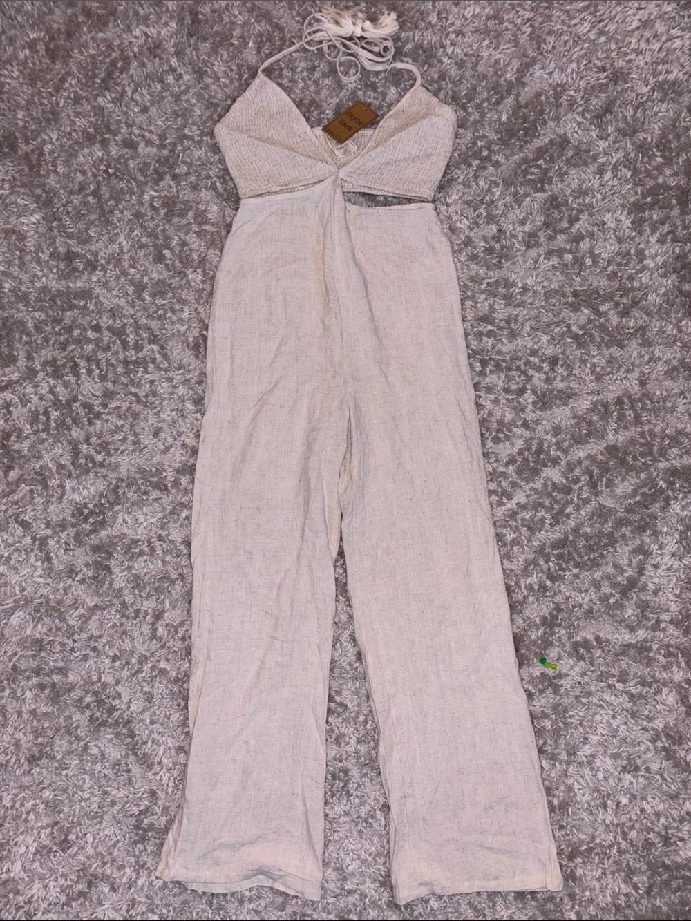 Style Rack Cream Halter Cutout Jumpsuit
